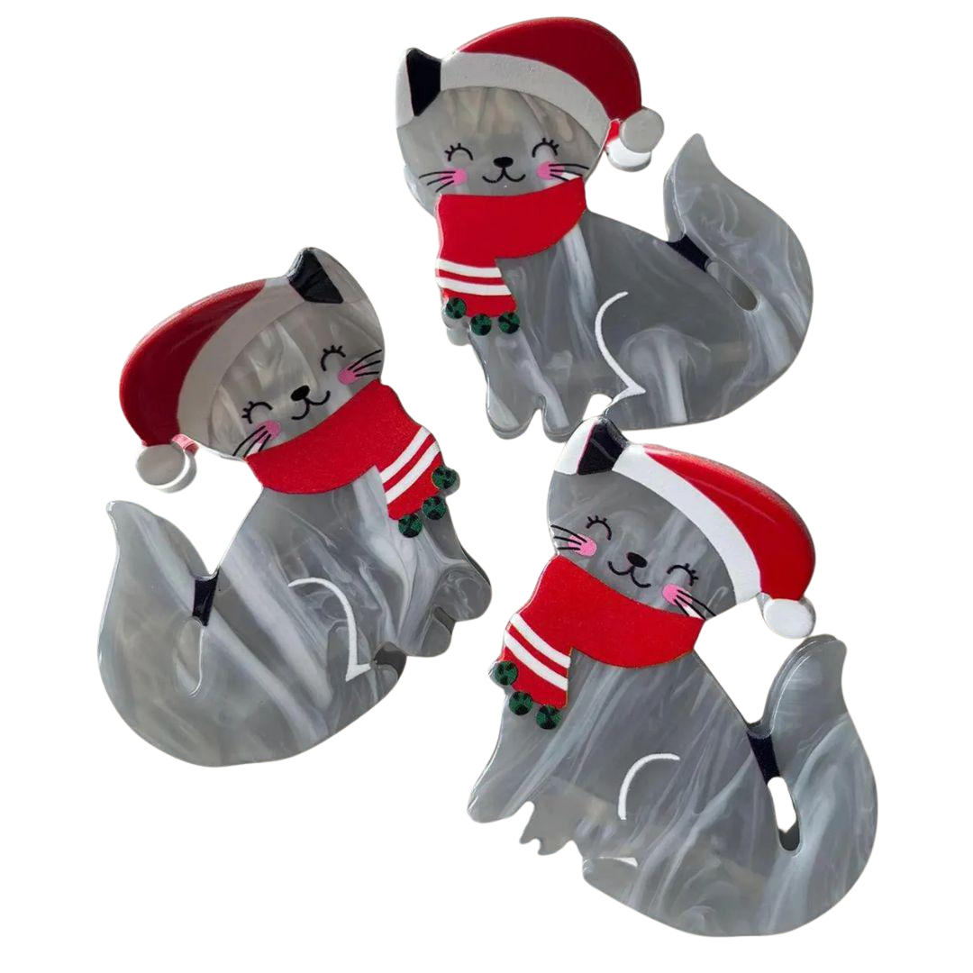 Christmas holiday cat hair claw clip