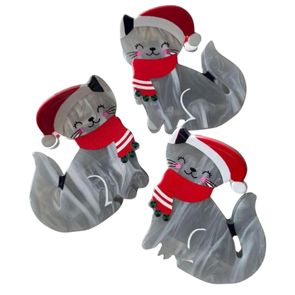 Christmas holiday cat hair claw clip