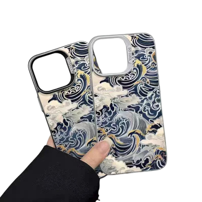 Waves Electroplate Silver Case for IPhone 11,12,13,14,15,16,17