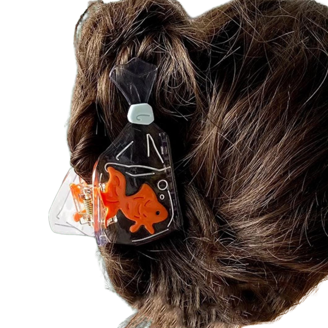 1 piece gold fish in bag hair claw clip