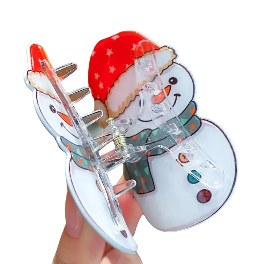 Christmas snowman hair claw clip