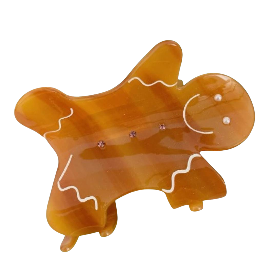 Gingerbread man hair claw clip