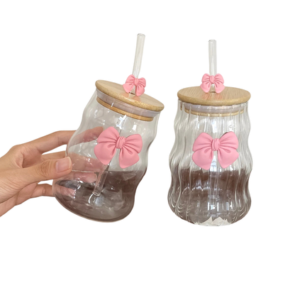 1Pc Elegant Bow-Knot Glass Cup
