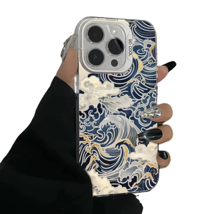 Waves Electroplate Silver Case for IPhone 11,12,13,14,15,16,17