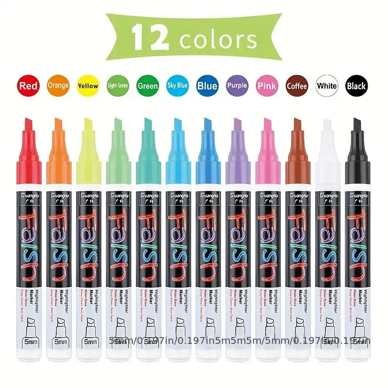 12pcs Vibrant Fluorescent Neon Liquid Chalk Markers