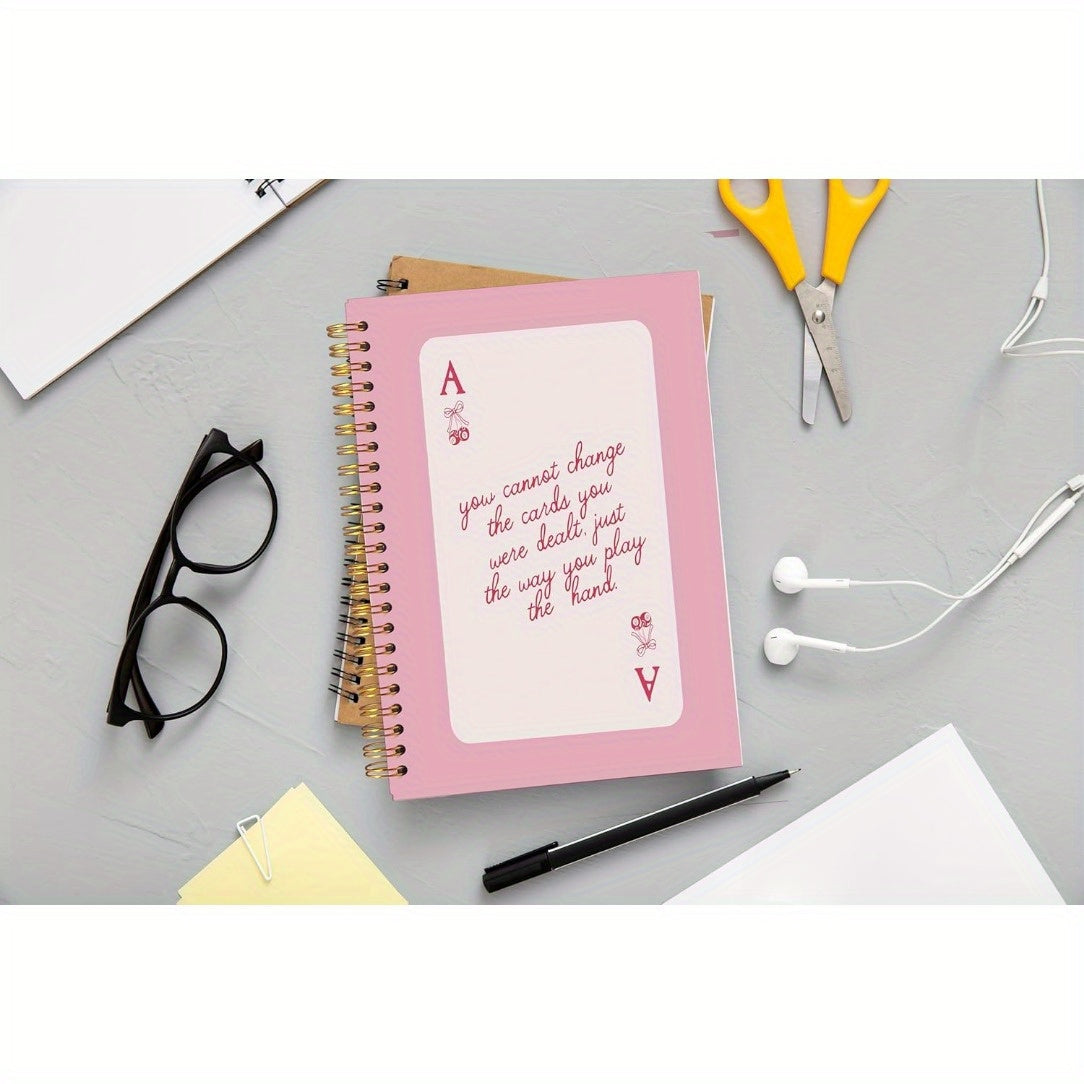 Ace Card Design Pink Retro Spiral Notebook