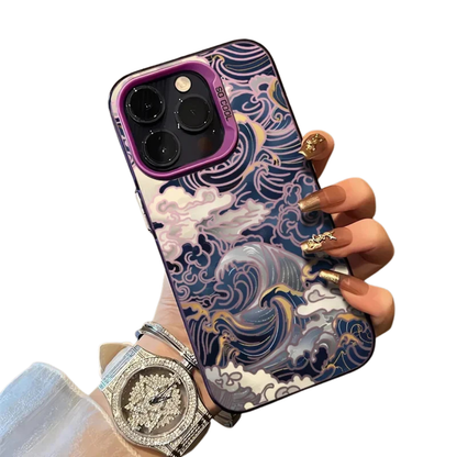 Waves Electroplate Silver Case for IPhone 11,12,13,14,15,16,17