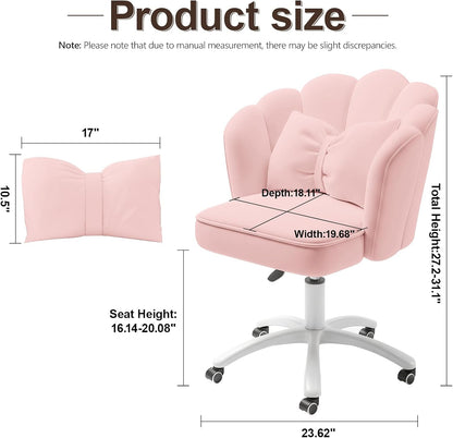 Velvet Petal Desk Chair with Bow