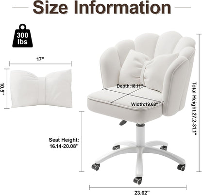 Velvet Petal Desk Chair with Bow