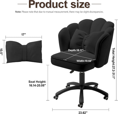 Velvet Petal Desk Chair with Bow