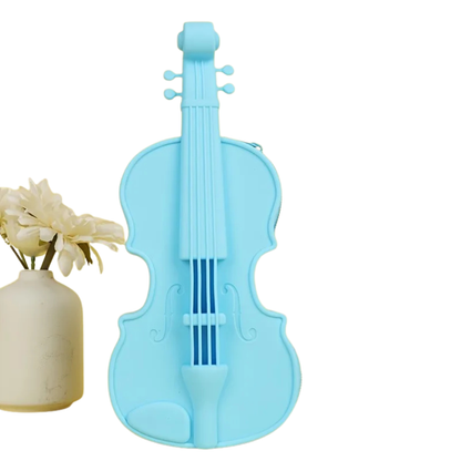 Violin silicone Pencil Case with Musical Note Cutouts