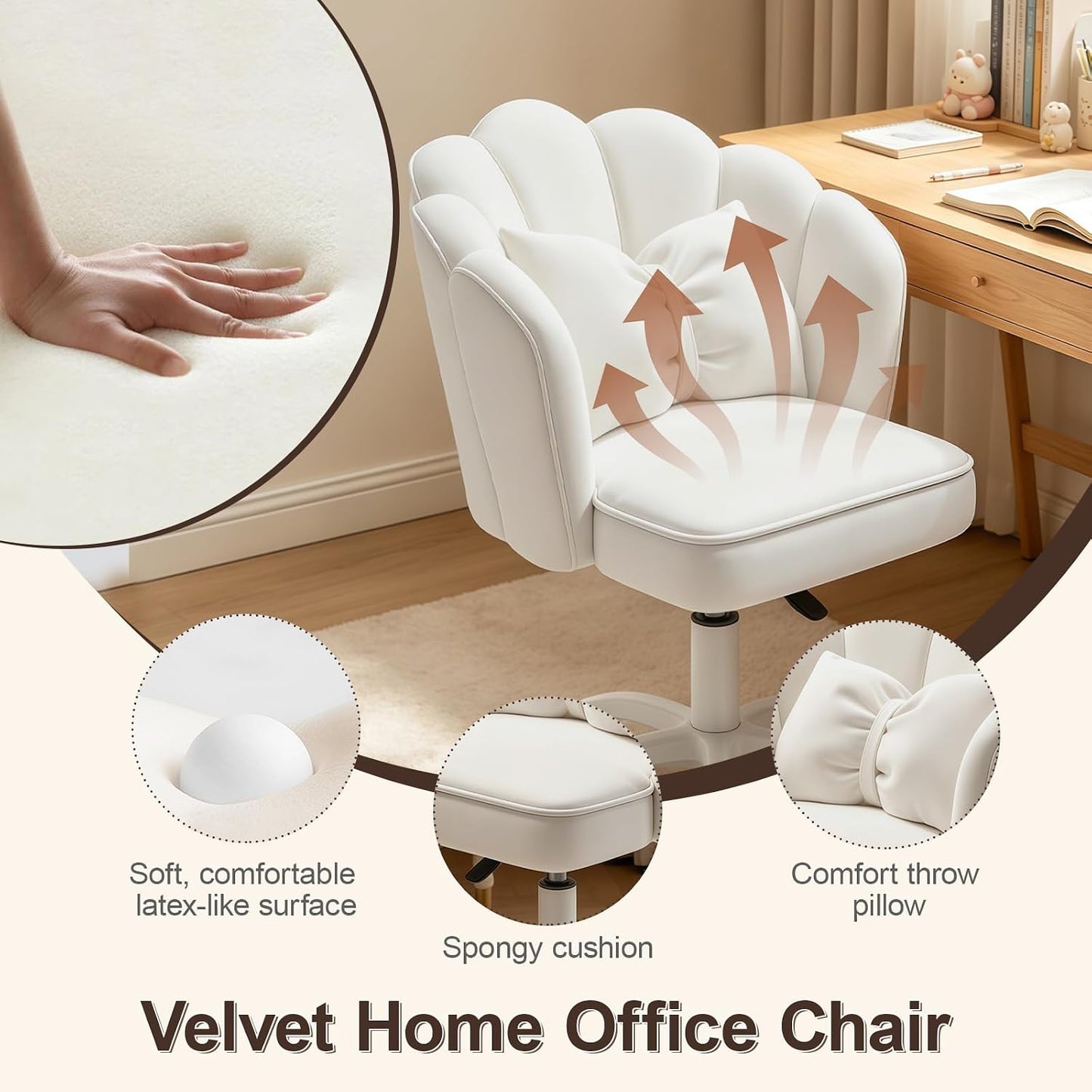 Velvet Petal Desk Chair with Bow