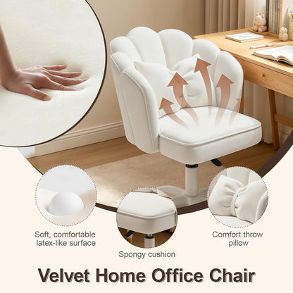 Velvet Petal Desk Chair with Bow