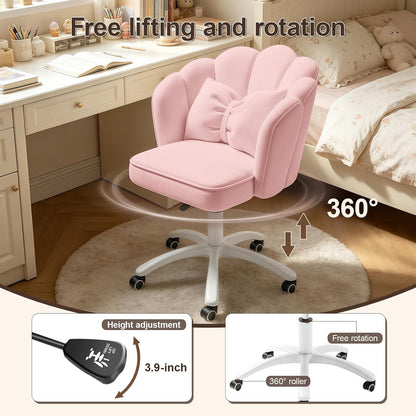 Velvet Petal Desk Chair with Bow