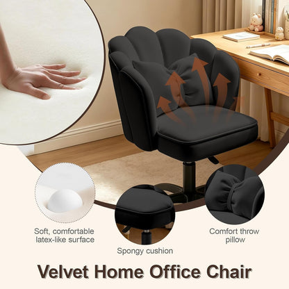 Velvet Petal Desk Chair with Bow