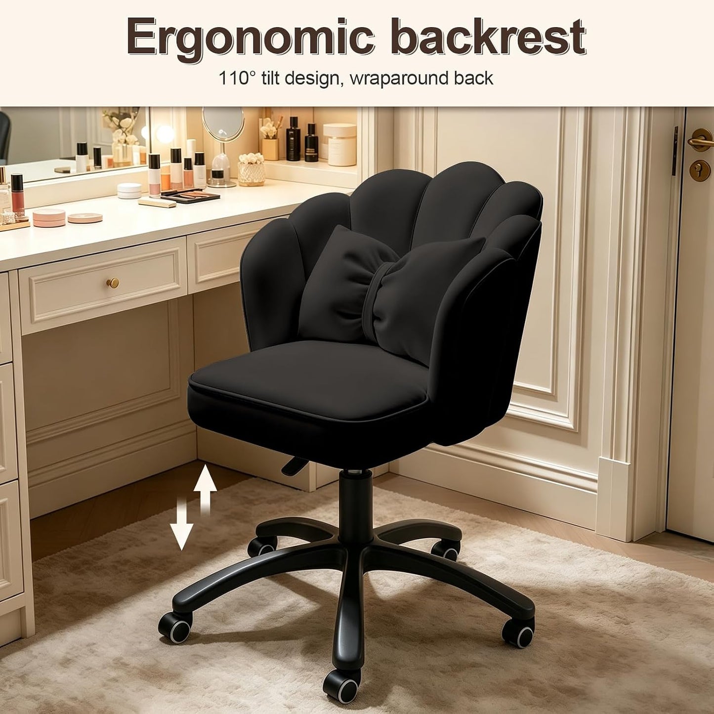 Velvet Petal Desk Chair with Bow