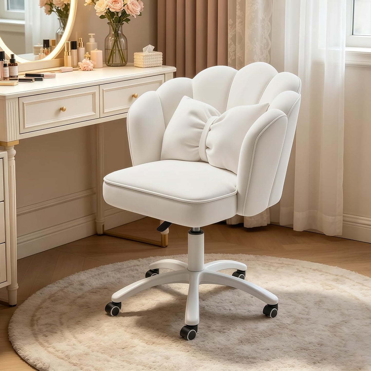 Velvet Petal Desk Chair with Bow