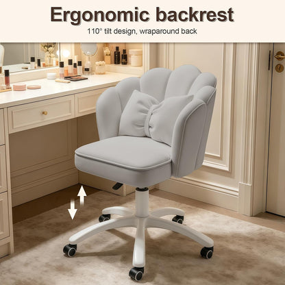Velvet Petal Desk Chair with Bow