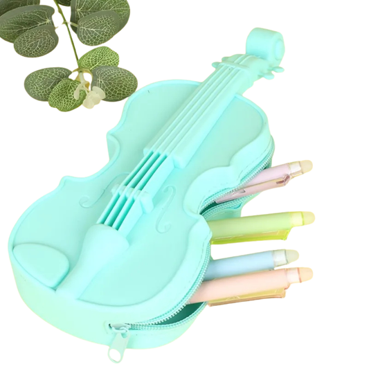 Violin silicone Pencil Case with Musical Note Cutouts