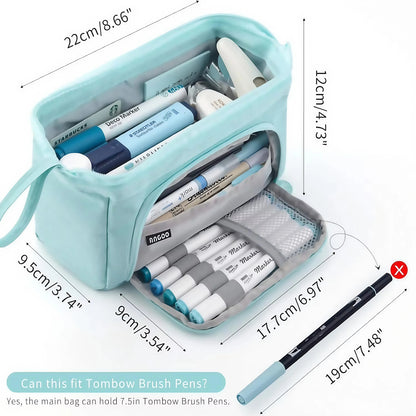 Extra Large Capacity Solid Color Pencil Case