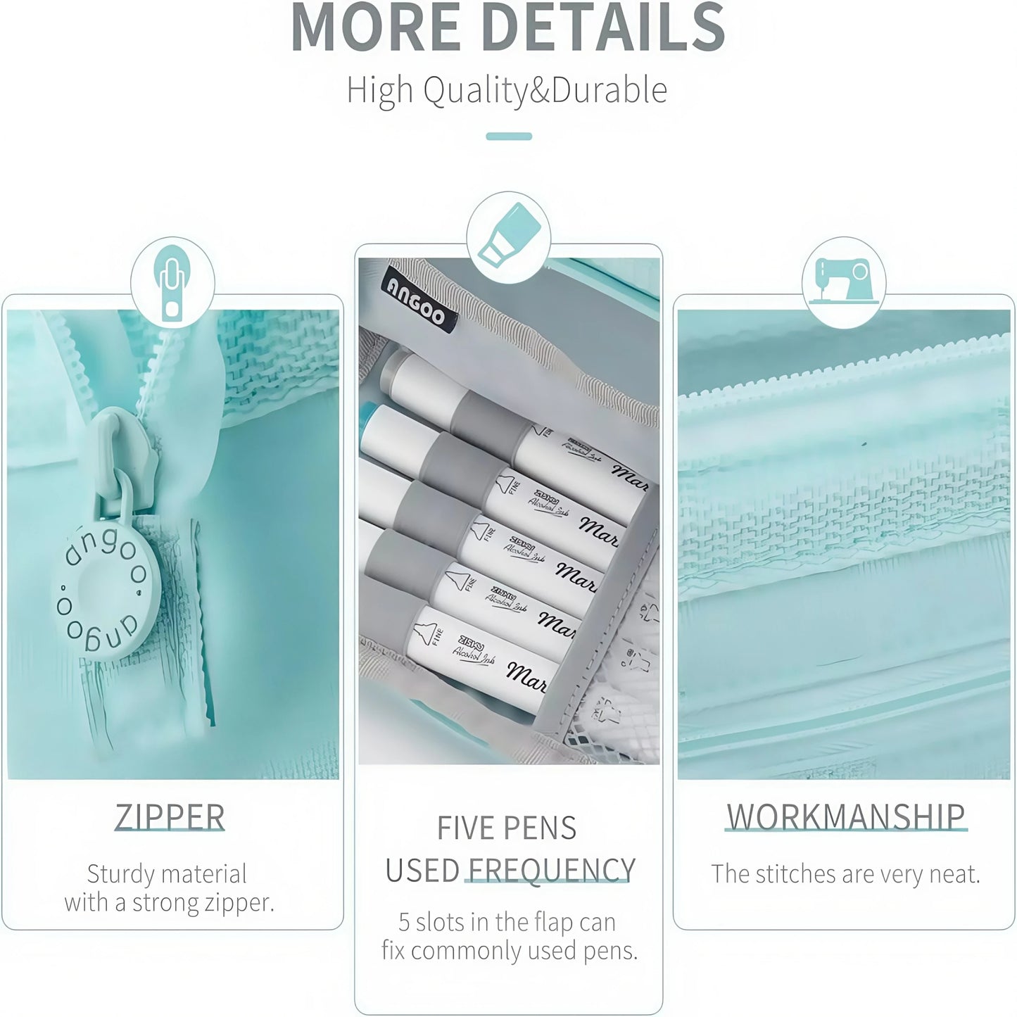 Extra Large Capacity Solid Color Pencil Case