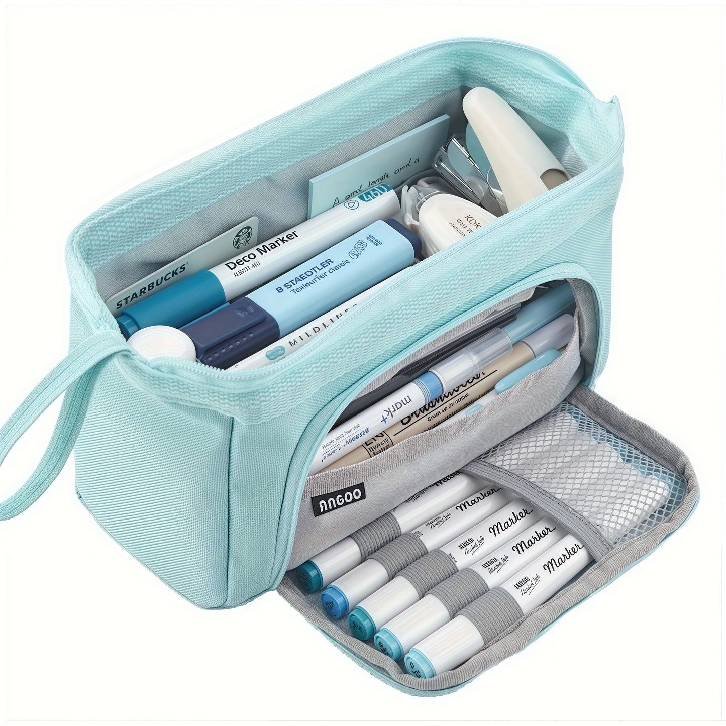 Extra Large Capacity Solid Color Pencil Case