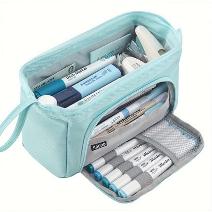 Extra Large Capacity Solid Color Pencil Case