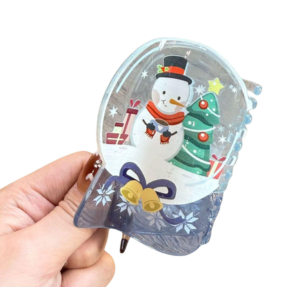 Snowglobe christmas holiday hair claw clip