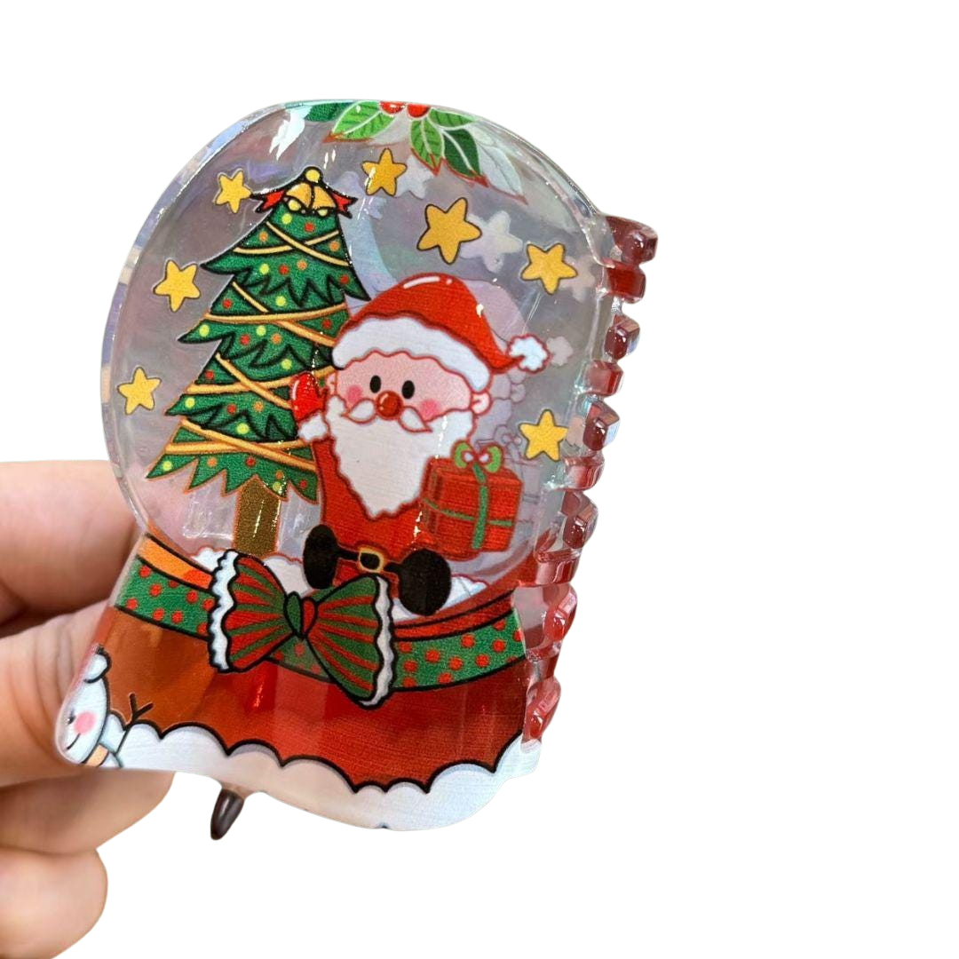 Snowglobe christmas holiday hair claw clip