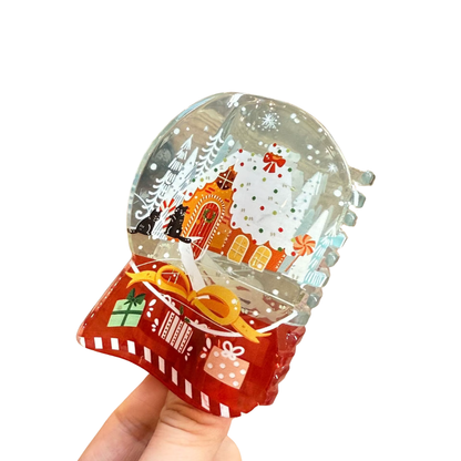 Snowglobe christmas holiday hair claw clip