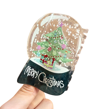 Snowglobe christmas holiday hair claw clip