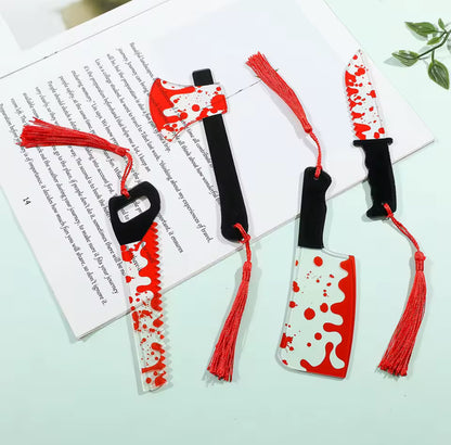 Bloody splatter Horror Knife Clear Bookmark