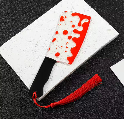 Bloody splatter Horror Knife Clear Bookmark