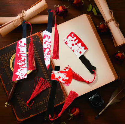 Bloody splatter Horror Knife Clear Bookmark