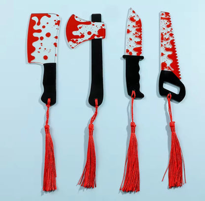 Bloody splatter Horror Knife Clear Bookmark
