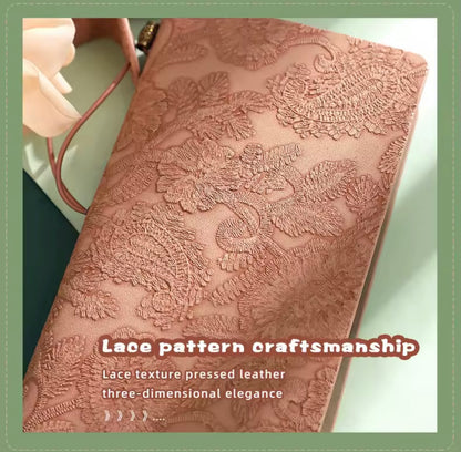 A6 Vintage Embossed Lace Strap Notebook