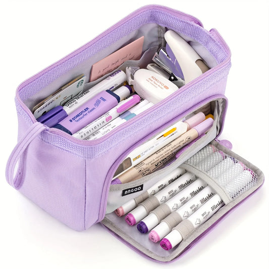Extra Large Capacity Solid Color Pencil Case