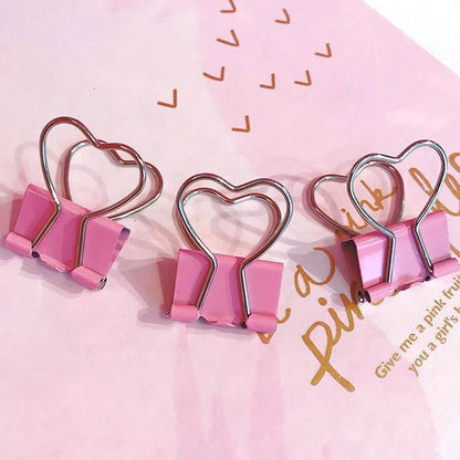 10/20pcs Heart Pink Binder Clips