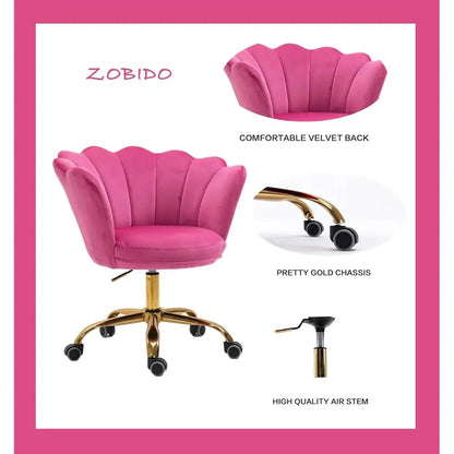 Upholstered Velvet Seashell Back Swivel Desk Chair