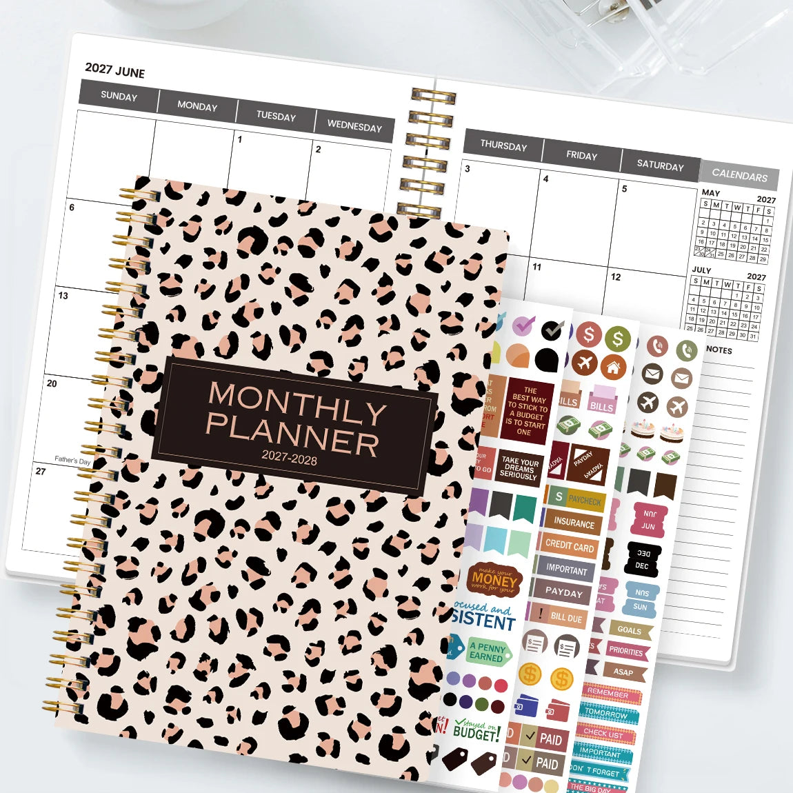 2027-2028 Leopard Spiral Notebook