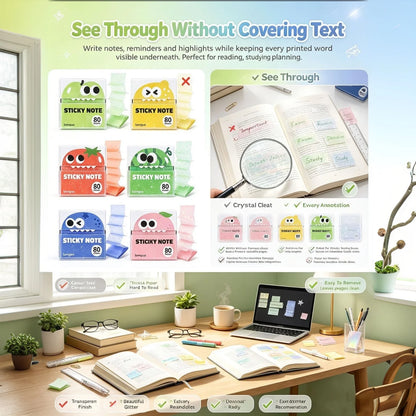 80 Sheets Clear colored shimmer Sticky Notes