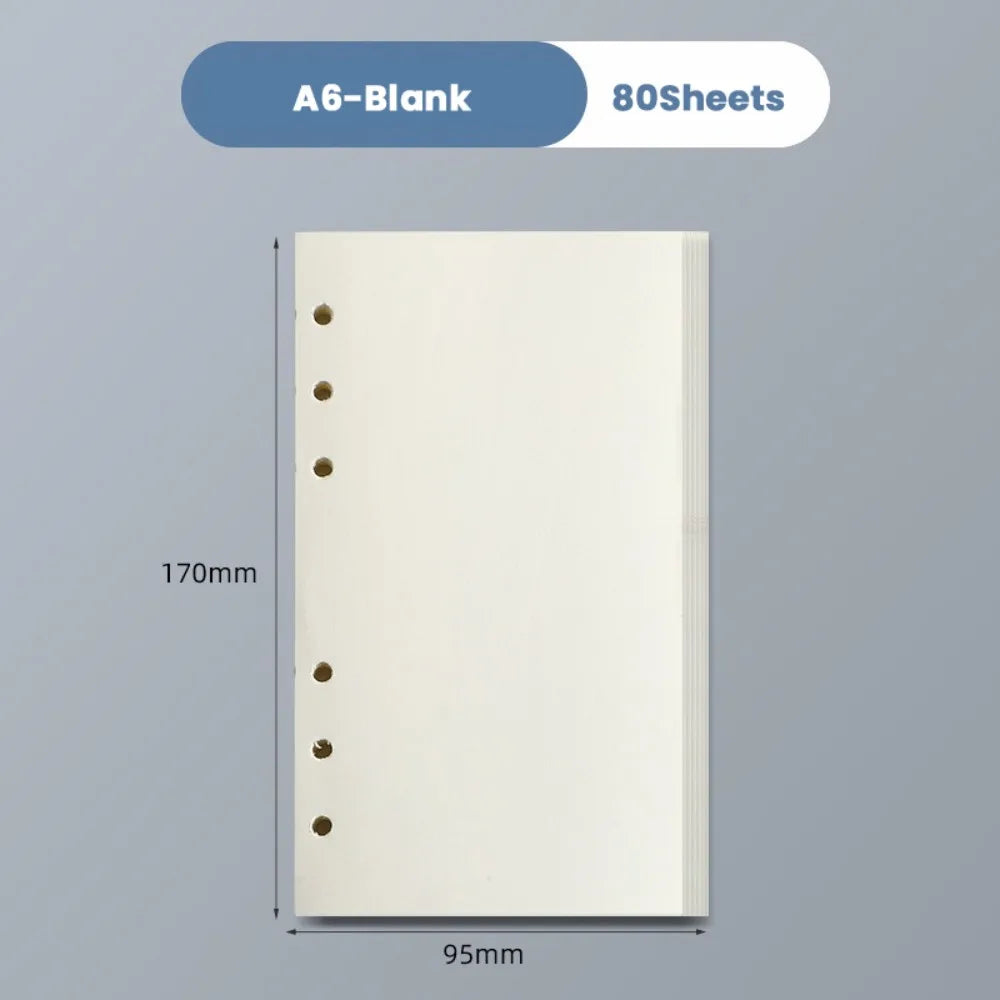 80 Sheets A5/A6/A7 Horizontal Line/Blank Notebook Refill Paper