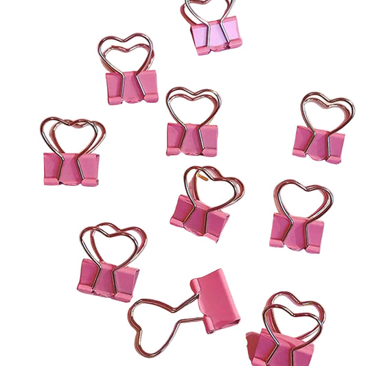 10/20pcs Heart Pink Binder Clips