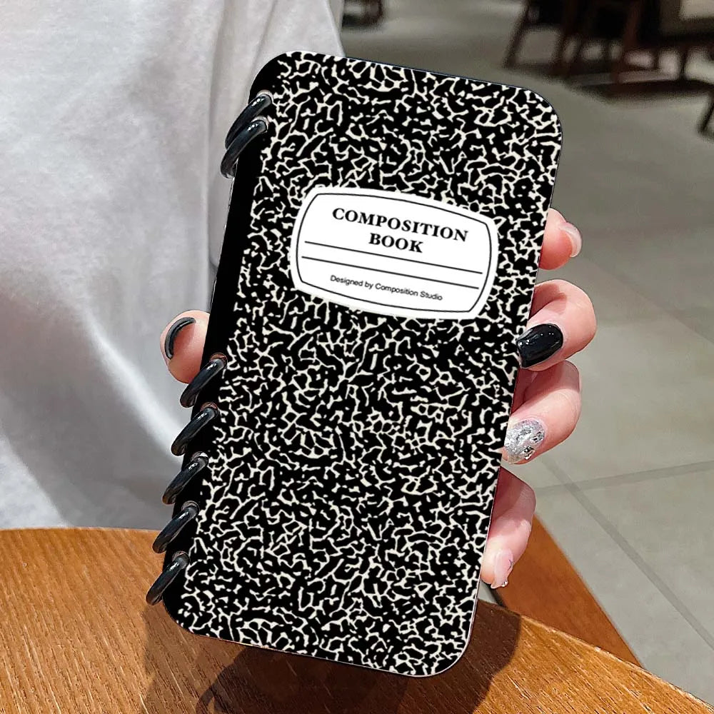 Composition Flip Notebook Phone Case For iPhone