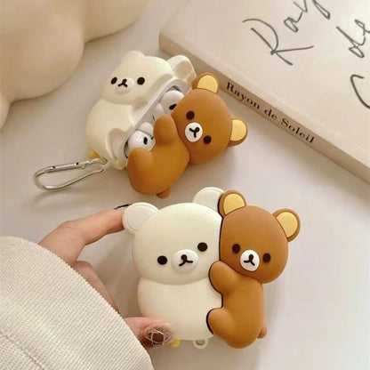 3D Rilakkuma Hug Bear Silicone airPods Earphone Case