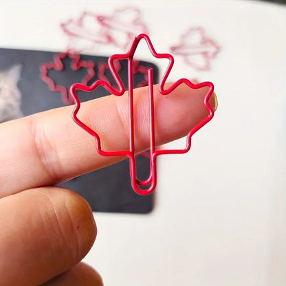 30/50pcs Red Maple Leaf Paper Clips
