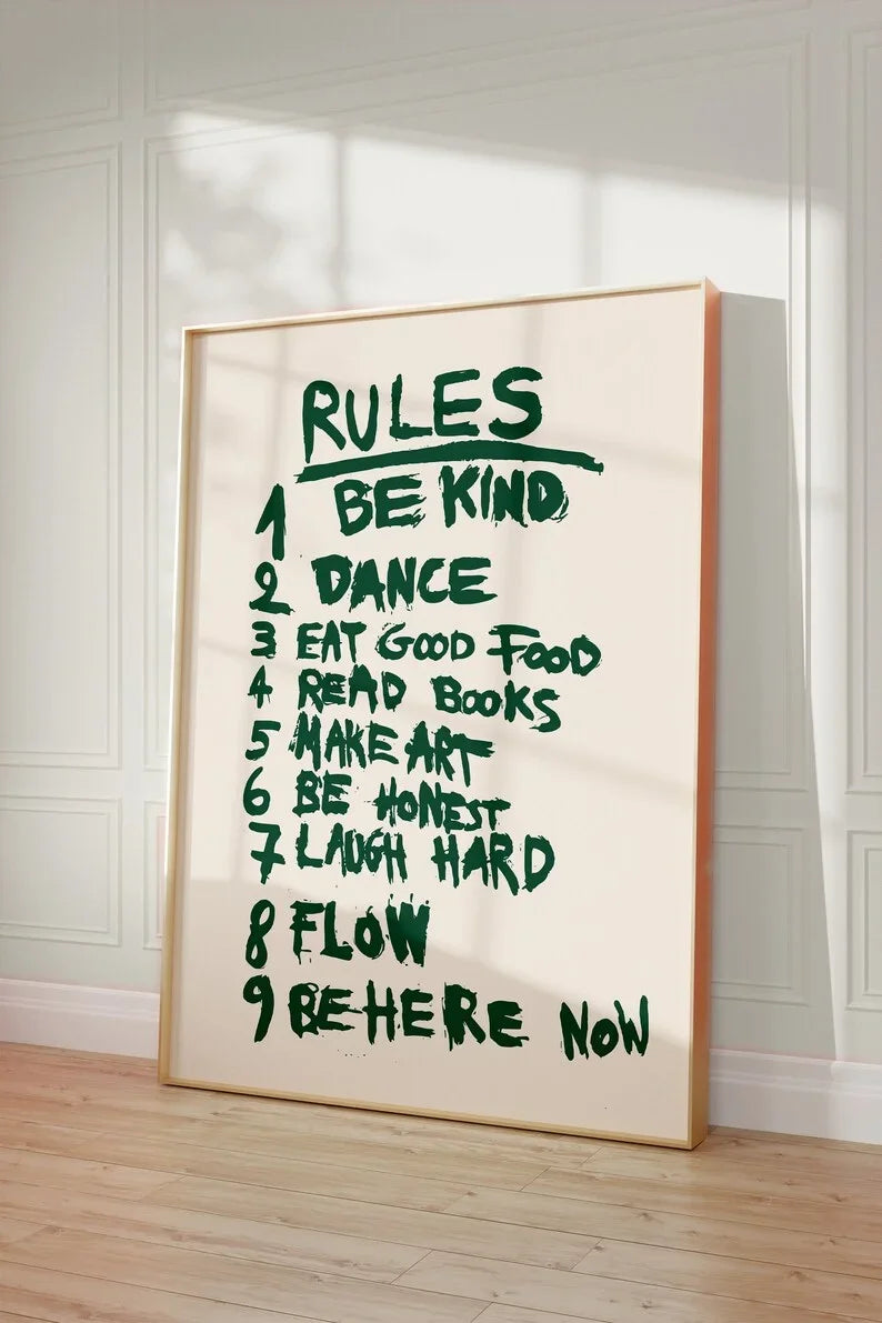 Room Rules Regulations Poster Canvas Wall Art