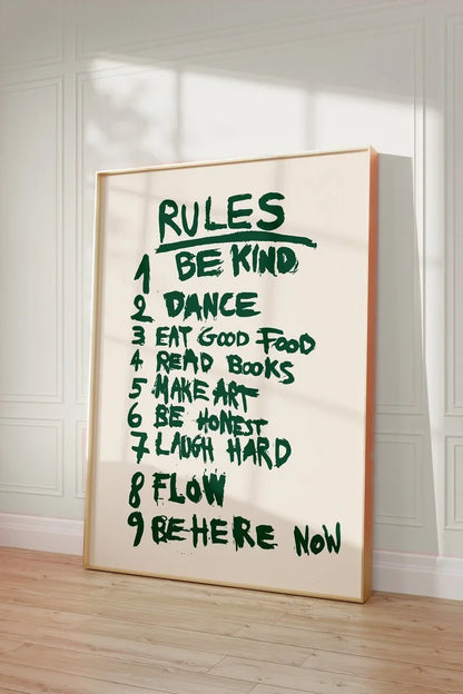 Room Rules Regulations Poster Canvas Wall Art