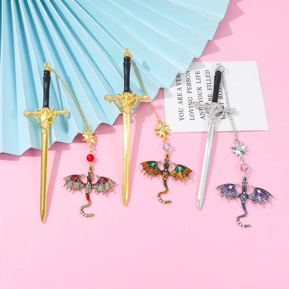 Four Wing Dragon Metal Pendant Bookmark