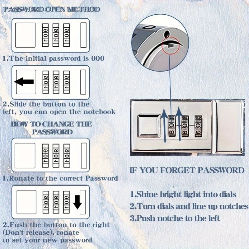 A5 Password notebook With Lock